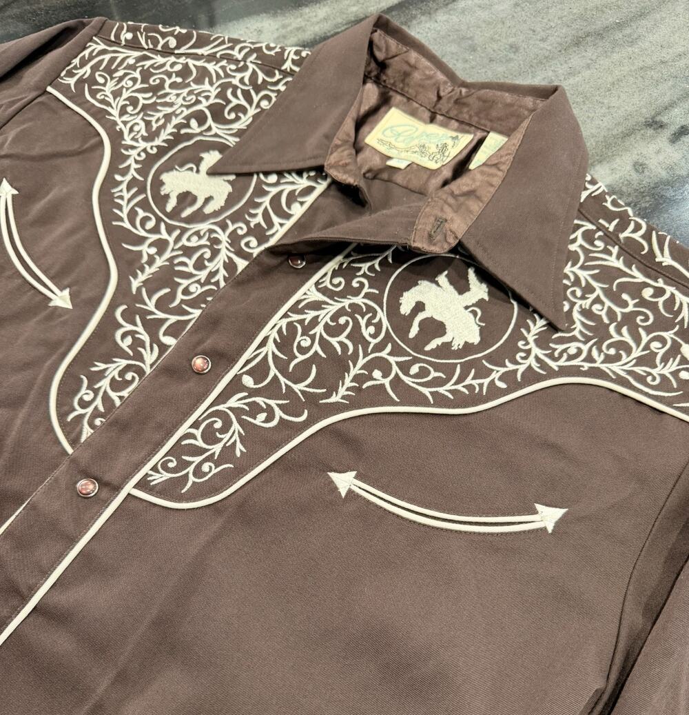 Roper Denver Colorado Western Shirt Mens XL Embroidered Bronco Pearl Snap Rodeo